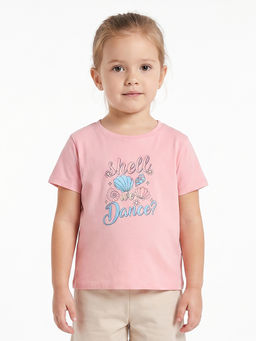 MINI KLUB - Pink Cotton Shell Graphic Printed T-Shirt