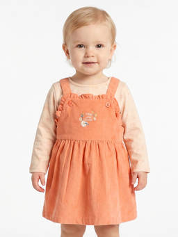 MINI KLUB - Peach And Orange Floral Printed T-Shirt With Dress