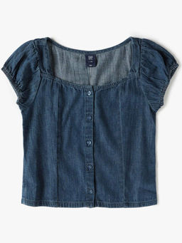 GAP - Girls' Solid Square Neck Short Sleeve Top