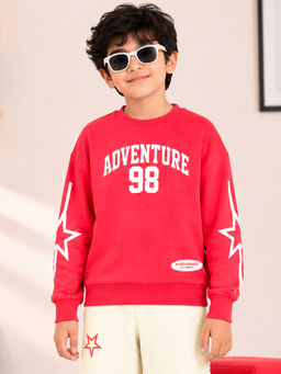 KiddoPanti - Boys Round Neck Adventure 98 Graphic Printed Sweatshirt
