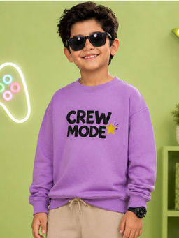 KiddoPanti - Boys Round Neck Crew Mode Back Graphic Printed Sweatshirt