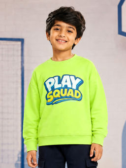 KiddoPanti - Boys Round Neck Play Squad Basketball Graphic Printed Sweatshirt