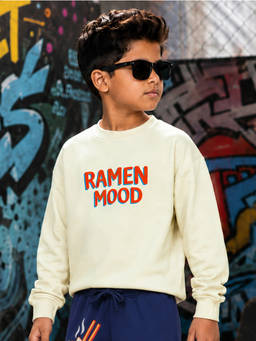 KiddoPanti - Boys Round Neck Ramen Mood Noodle Bowl Graphic Printed Sweatshirt