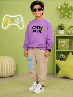 KiddoPanti - Boys Printed Sweatshirt With Cargo Joggers