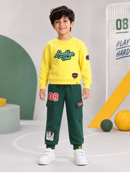 KiddoPanti - Boys Brooklyn Club Printed Sweatshirt With Cargo Joggers