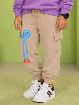 KiddoPanti - Boys My Crew Character Graphic Printed Cargo Joggers