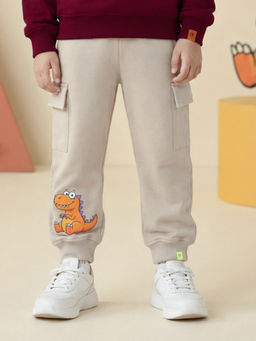 KiddoPanti - Boys Stomp Dino Graphic Printed Cargo Joggers