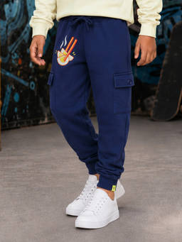 KiddoPanti - Boys Ramen Bowl Graphic Printed Cargo Joggers