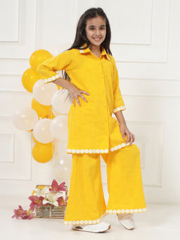 Little Bansi - Girls Heart Jacquard Co-Ord Set - Yellow