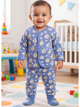 Bumzee - Lavender Boys Full Sleeves Fleece Winter Jabla And Joggers