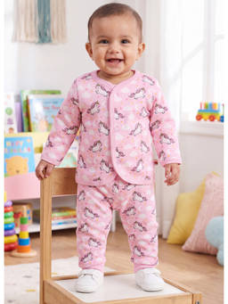Bumzee - Pink Girls Full Sleeves Fleece Winter Jabla And Joggers