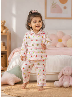 Bumzee - Mult-Color Girls Full Sleeves Cotton Shirt And Pyjama