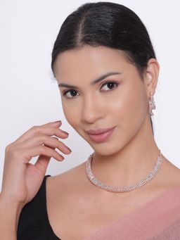 Aatmana - American Diamond Cubic Zirconia Rose Gold Plated Jewellery Set