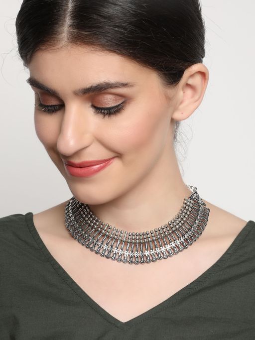 Aatmana German Silver Plated Oxidised Necklace