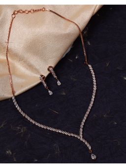 Aatmana - American Diamond Rose Gold Plated Jewellery Set