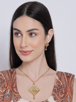 Aatmana - Gold Plated Maroon Studded Handcrafted Jewellery Set