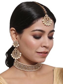 Aatmana - Gold Toned Kundan & Pearl Jewellery Set