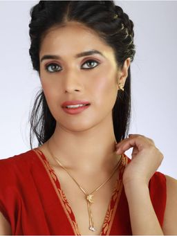 Aatmana - Gold Plated Handcrafted Ad Stone Studded Adjustable Ganesh Jewellery Set