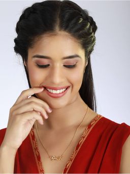 Aatmana - Gold Plated White Ad Studded Love Chain