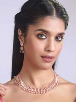 Aatmana - Rose Gold Plated American Diamond Studded Jewellery Set