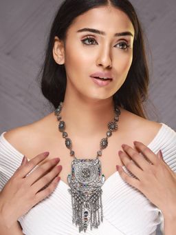 Aatmana - Multi-Color Oxidised Silver Plated Handcrafted Afghan Jewellery Set