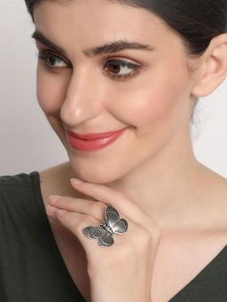 Aatmana - Butterfly Inspired German Silver Adjustable Ring