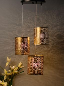Homesake - Round Chandelier Filigree Brass Moroccan Light