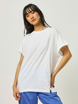 Bewakoof - Women's White Promo Graphic Printed Boyfriend T-shirt