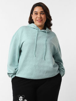 Bewakoof - Women's Cyan Oversized Plus Size Hoodies