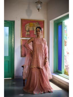 Vashisht Guru Dutt - Pink Tara Kurta Sharara and Dupatta (Set of 3)