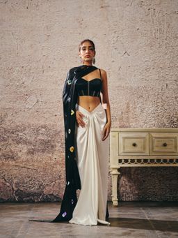 Masumi Mewawalla - Black Skirt with Blouse and Dupatta (Set of 3)