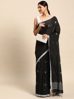 ArtEastri - Cotton Saree Black with Unstitched Blouse