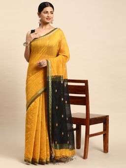 ArtEastri - Silk Cotton Saree Yellow with Unstitched Blouse