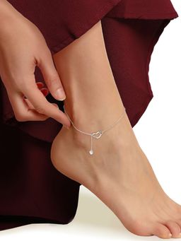 GIVA - Sterling Silver Heart Melting Chain Anklet for Women single Anklet (ADJUSTABLE)