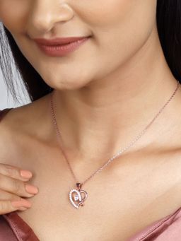 GIVA - Sterling Silver Rose Gold Music In My Heart Pendant With Link Chain for Women And Girls