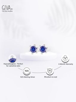 GIVA - Sterling Silver Blue Zircon Stud Earrings For Women And Girls