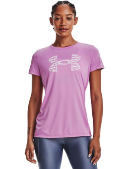 Under Armour - Women Tech Solid Script Logo Short Sleeves T-Shirt - Purple