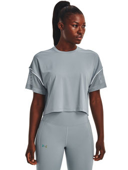 Under Armour - Women Rush Vent Crop Short Sleeve T-Shirt - Grey