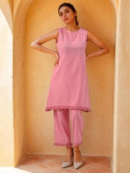 Dora Dori - Solid Cotton Coord with Lace Detail (Set of 2)