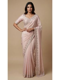 Dress & Dazzle - Light Pink Silk Saree with Unstitched Blouse