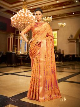 KALAASHREE - Organza Woven Yellow Saree with Unstitched Blouse