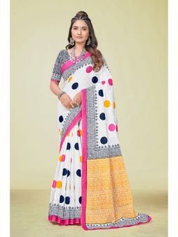 KALAASHREE - Cotton Printed Pink Saree with Unstitched Blouse