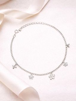Axora Life - Women 925 Sterling Silver Star and Flower Charms Anklets
