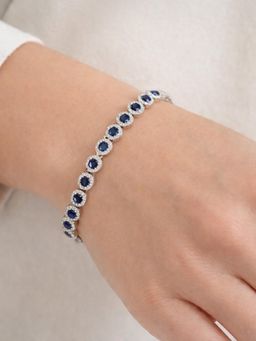 Axora Life - Women 925 Sterling Silver Blue Bezel-Set Zircon Bracelet
