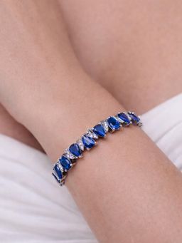 Axora Life - Women 925 Sterling Silver Blue Triangle-Cut Zircon Bracelet