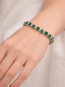 Axora Life - Women 925 Sterling Silver Green Triangle-Cut Zircon Bracelet