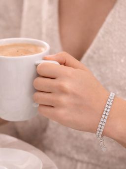 Axora Life - Women 925 Sterling Silver Double Zircon Tennis Bracelet