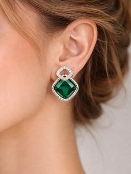 Axora Life - Women 925 Sterling Silver Green Emerald Glow Drop Earrings