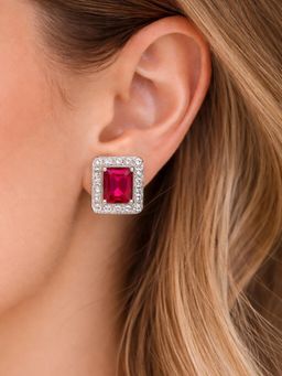 Axora Life - Women 925 Sterling Silver Ruby Red Glow Stud Earrings