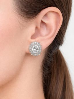 Axora Life - Women 925 Sterling Silver White Radiance Stud Earrings